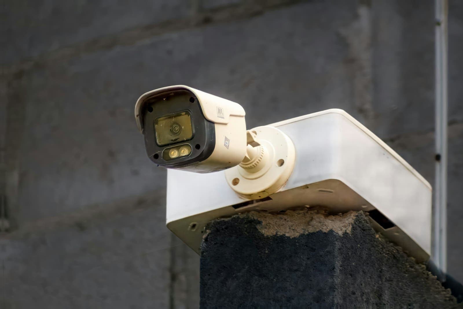 Outdoor bullet CCTV camera mounted on a wall